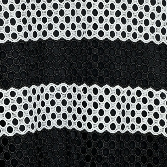 Isaac Mizrahi 2X Shirt Top Black White Striped Short Sleeve Scoop Neck Stretch - Picture 2 of 7